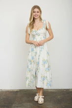 Load image into Gallery viewer, Floral Tie Strap with Scallop Lace Trim Midi Dress