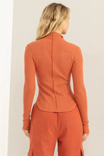 Load image into Gallery viewer, Ribbed High Neck Seam Detail Long Sleeve Top