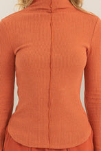Load image into Gallery viewer, Ribbed High Neck Seam Detail Long Sleeve Top