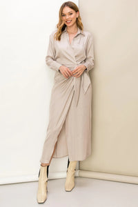 Cocktails And More Tie-front Wrap-style Maxi Dress