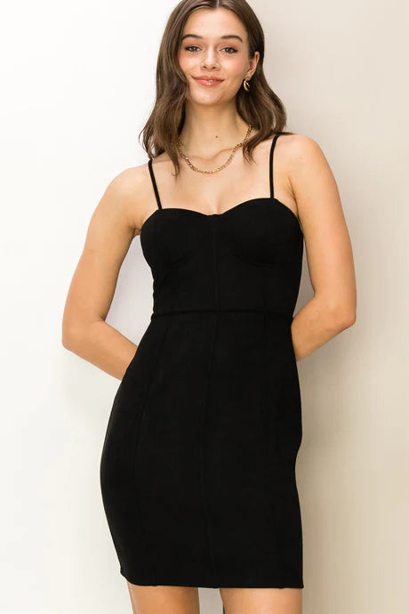 Party Tonight Faux Suede Mini Corset Dress