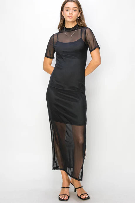 Living it up Layered Mesh Dress