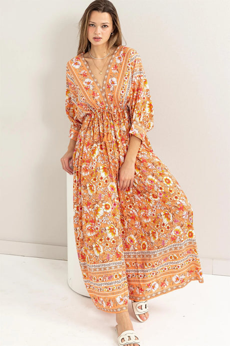 Floral Print Button-Down Maxi Dress