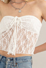 Load image into Gallery viewer, Floral Lace Drawstring Tube Top