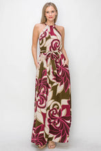 Load image into Gallery viewer, Floral Halter Neck Waist-Tie Dress