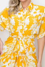 Load image into Gallery viewer, Floral Print Tie Front Pleated Shirt Dress