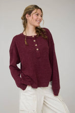 Load image into Gallery viewer, Ribbed Henley Long Sleeve Knit Top