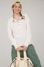 Load image into Gallery viewer, Ribbed Henley Long Sleeve Knit Top