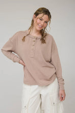 Load image into Gallery viewer, Ribbed Henley Long Sleeve Knit Top