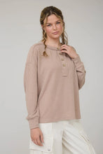 Load image into Gallery viewer, Ribbed Henley Long Sleeve Knit Top