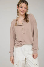 Load image into Gallery viewer, Ribbed Henley Long Sleeve Knit Top