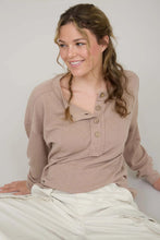 Load image into Gallery viewer, Ribbed Henley Long Sleeve Knit Top