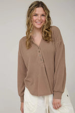 Load image into Gallery viewer, Washed Ribbed Long Sleeve Henley Knit Top
