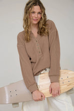 Load image into Gallery viewer, Washed Ribbed Long Sleeve Henley Knit Top