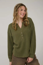 Load image into Gallery viewer, Washed Ribbed Long Sleeve Henley Knit Top