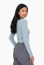 Load image into Gallery viewer, Essential Long-Sleeved Micro-Ribbed Athleisure Top-Smoky Blue