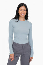 Load image into Gallery viewer, Essential Long-Sleeved Micro-Ribbed Athleisure Top-Smoky Blue