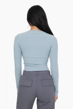 Load image into Gallery viewer, Essential Long-Sleeved Micro-Ribbed Athleisure Top-Smoky Blue