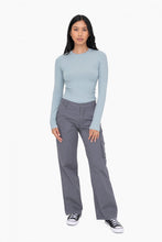 Load image into Gallery viewer, Essential Long-Sleeved Micro-Ribbed Athleisure Top-Smoky Blue