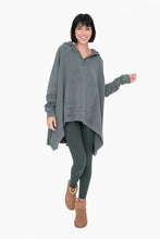 Load image into Gallery viewer, Oversized Cotton Poncho with Hood - Deep Forest