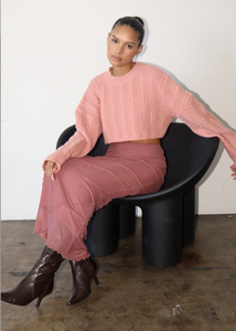 Mesh Long Skirts With Merrow Detail - Rosy Pink