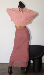 Mesh Long Skirts With Merrow Detail - Rosy Pink
