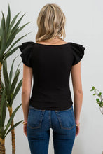 Load image into Gallery viewer, Double Ruffle Sleeve Ribbed Knit Top
