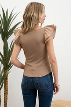 Load image into Gallery viewer, Double Ruffle Sleeve Ribbed Knit Top
