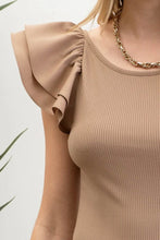 Load image into Gallery viewer, Double Ruffle Sleeve Ribbed Knit Top