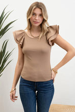Load image into Gallery viewer, Double Ruffle Sleeve Ribbed Knit Top