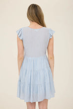 Load image into Gallery viewer, Stripe V-neck Button Down Tiered Mini Dress