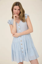 Load image into Gallery viewer, Stripe V-neck Button Down Tiered Mini Dress