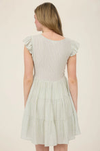 Load image into Gallery viewer, Stripe V-neck Button Down Tiered Mini Dress