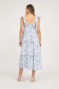 Floral Tie Strap Ruffle Tiered Midi Dress