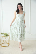 Load image into Gallery viewer, Floral Tie Strap Ruffle Tiered Midi Dress