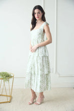 Load image into Gallery viewer, Floral Tie Strap Ruffle Tiered Midi Dress