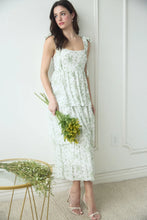 Load image into Gallery viewer, Floral Tie Strap Ruffle Tiered Midi Dress