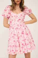 Load image into Gallery viewer, Floral Open Back with Tiered Mini Dress