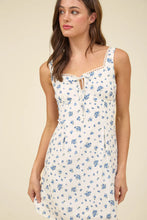Load image into Gallery viewer, Floral Square Neck Lace Trim Front Tie Mini Dress