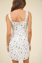 Load image into Gallery viewer, Floral Square Neck Lace Trim Front Tie Mini Dress