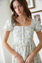 Load image into Gallery viewer, Floral Lace Trim Front Hook &amp; Eye Mini Dress