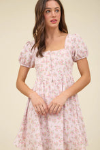 Load image into Gallery viewer, Floral Lace Trim Front Hook &amp; Eye Mini Dress
