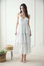 Load image into Gallery viewer, Floral Sleeves Corset Ruffle Tiered Midi Dress