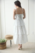 Load image into Gallery viewer, Floral Sleeves Corset Ruffle Tiered Midi Dress