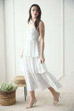 Load image into Gallery viewer, Floral Sleeves Corset Ruffle Tiered Midi Dress