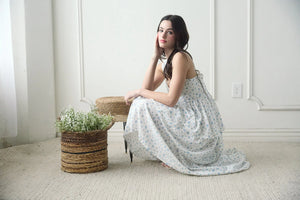 Floral Sleeves Corset Ruffle Tiered Midi Dress