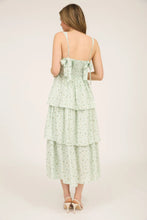 Load image into Gallery viewer, Floral Sleeves Corset Ruffle Tiered Midi Dress
