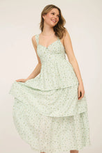 Load image into Gallery viewer, Floral Sleeves Corset Ruffle Tiered Midi Dress