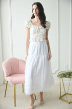 Load image into Gallery viewer, Floral Clip Dot Ribbon Detail Crop Top