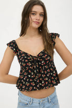 Load image into Gallery viewer, Floral Clip Dot Front Tie with Cut-out Crop Top